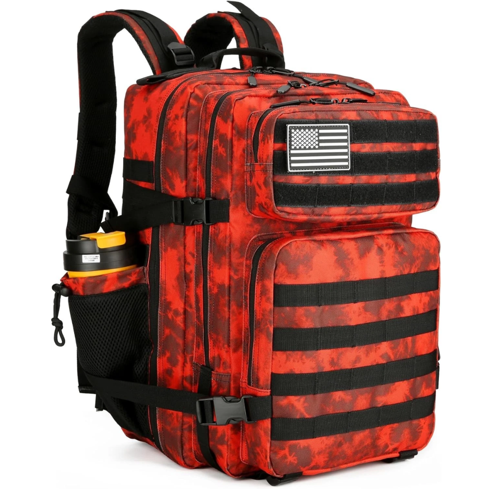 PAKNADA 45L Tactical Backpack 900D Oxford Waterproof Military Rucksack – Red Coral