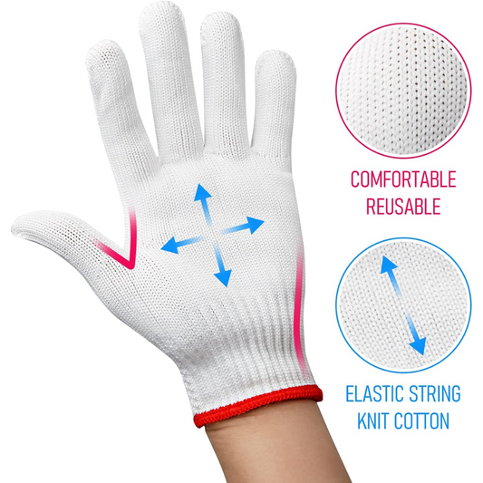 12 Pairs Cotton Knit Work Gloves with Red Cuff – Breathable Safety Gloves