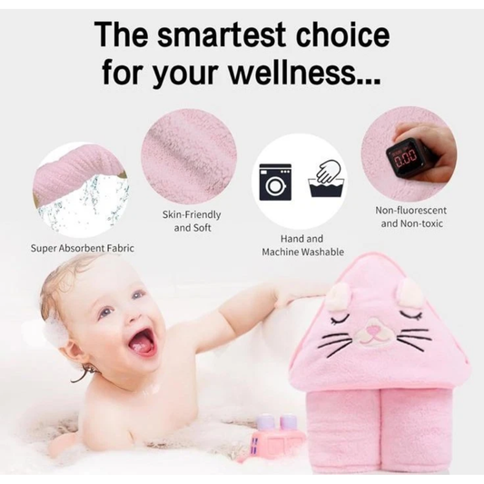 Ultra-Soft Microfiber Baby Hooded Towel – Grey Elephant