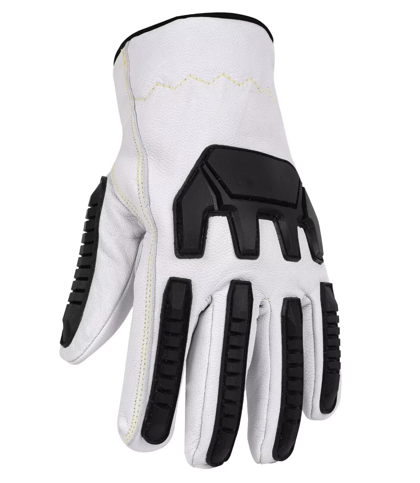 3 Pairs TPR Cut Resistant Work Gloves Premium Cowhide Leather, Impact Protection