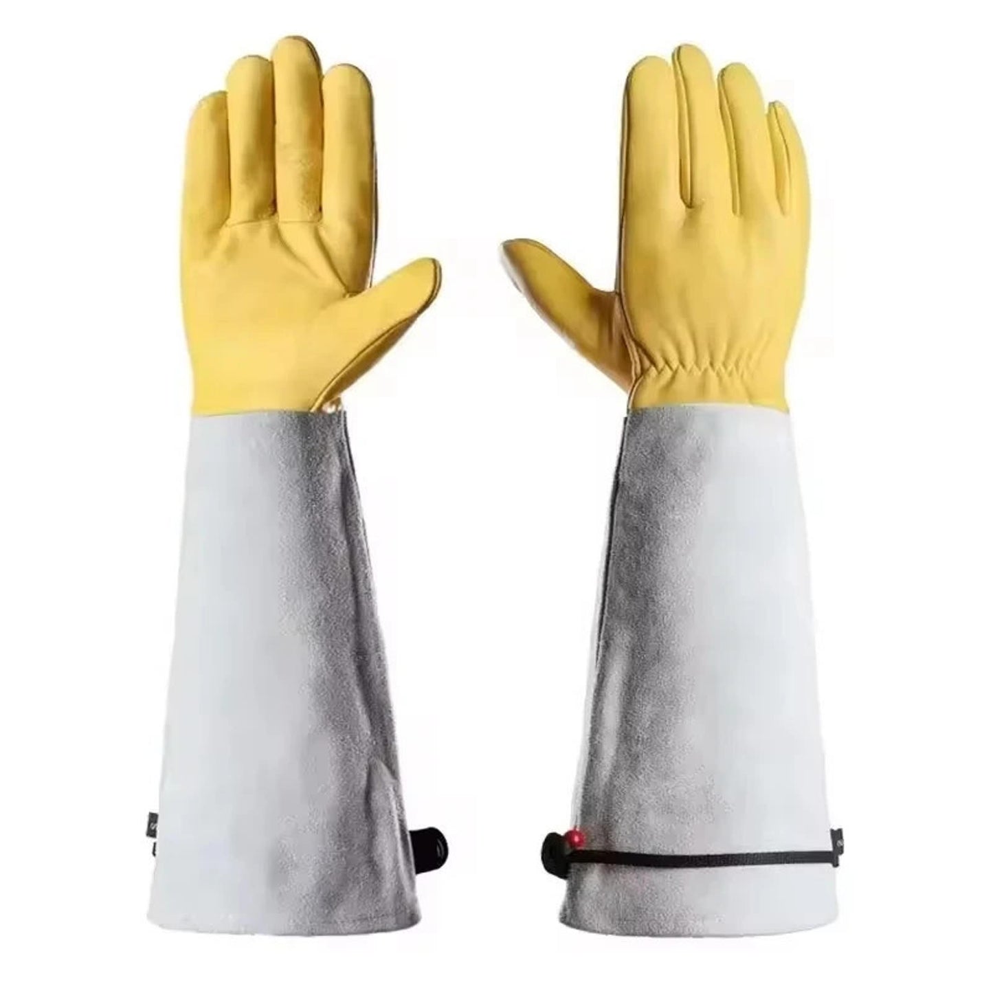 2 Pairs Long Gardening Gloves Leather Gauntlet Thorn Proof Yard Work Protective