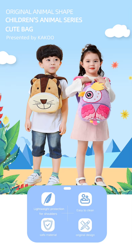 Paknada Unisex Kids Animal Plush Backpack Lightweight Toddler Bag