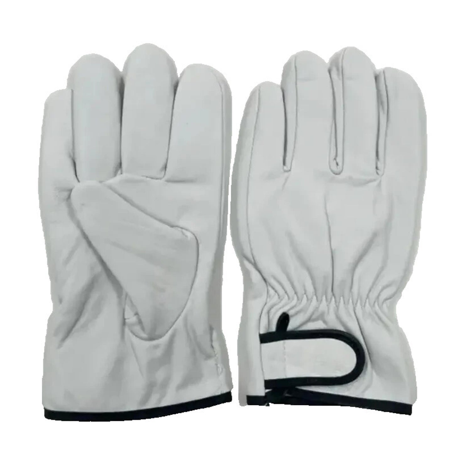 12 Pairs White Goatskin Leather Work Gloves – Heavy Duty, Soft, Adjustable Cuff