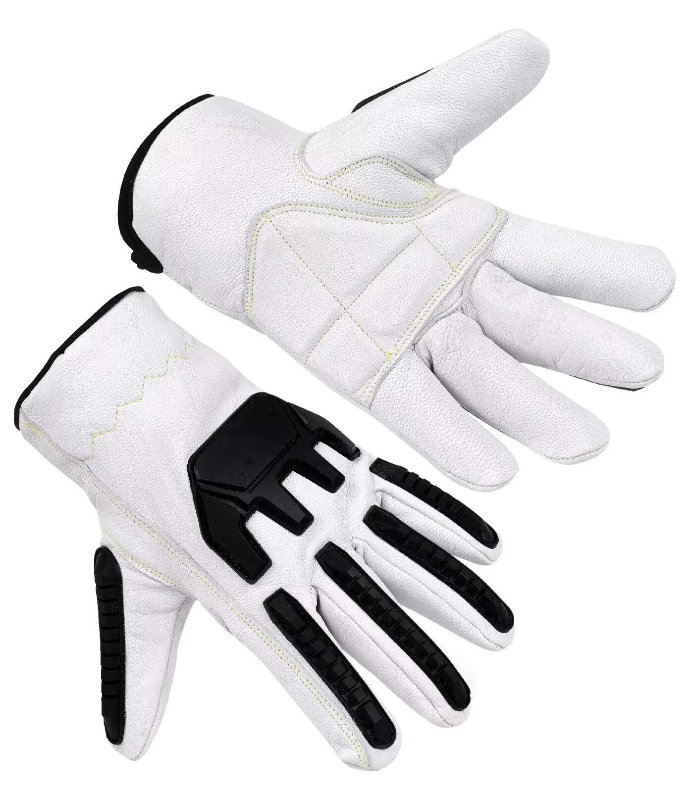 3 Pairs TPR Cut Resistant Work Gloves Premium Cowhide Leather, Impact Protection