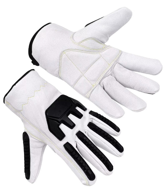 3 Pairs TPR Cut Resistant Work Gloves Premium Cowhide Leather, Impact Protection