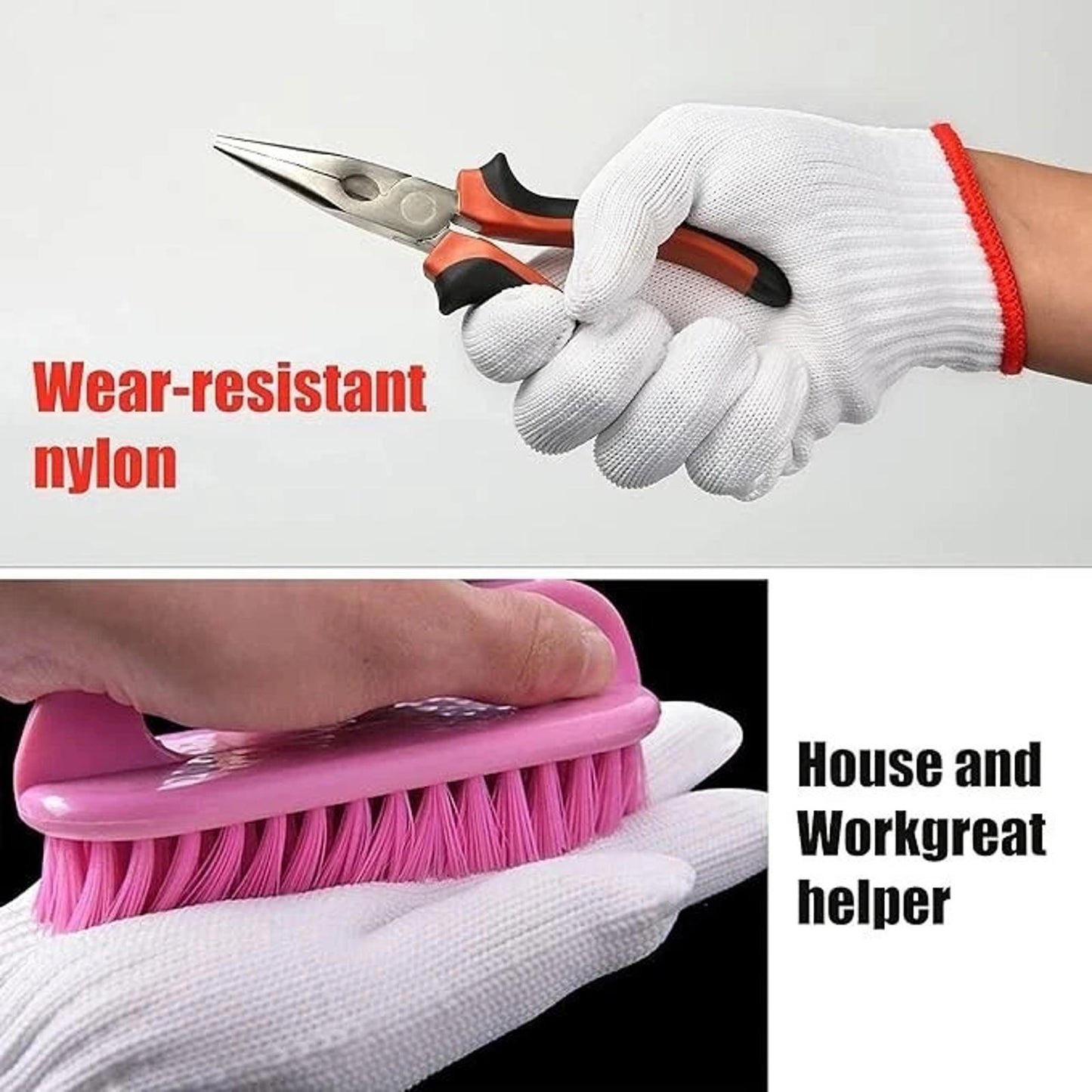 60 Pairs - White Cotton Work Gloves – Lightweight & Reinforced Variants