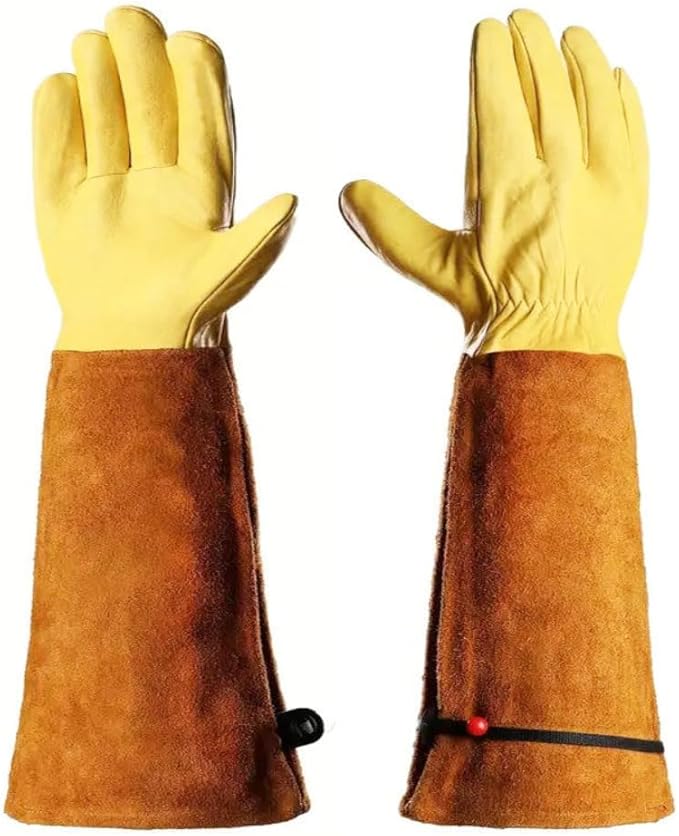 Thorn Proof Leather Gardening Gloves - Extra Long Gauntlet & Puncture Resistant