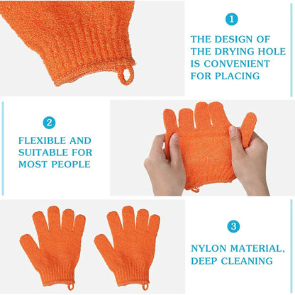 9 Pairs Exfoliating Bath Gloves – Multi-Color Spa Shower Mitts