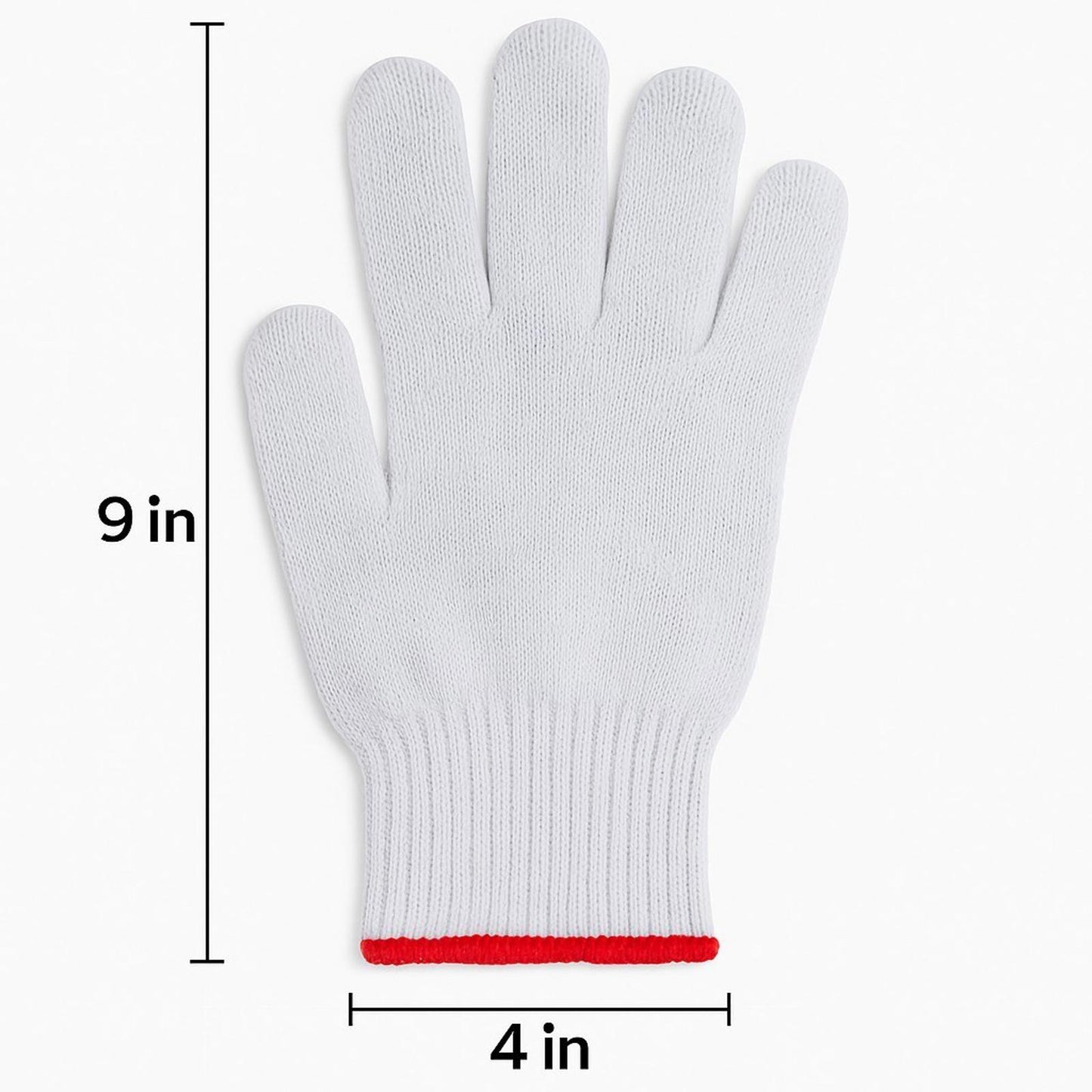 36 Pairs White Cotton Work Gloves, Reusable, Red Knit Wrist for Work & Gardening