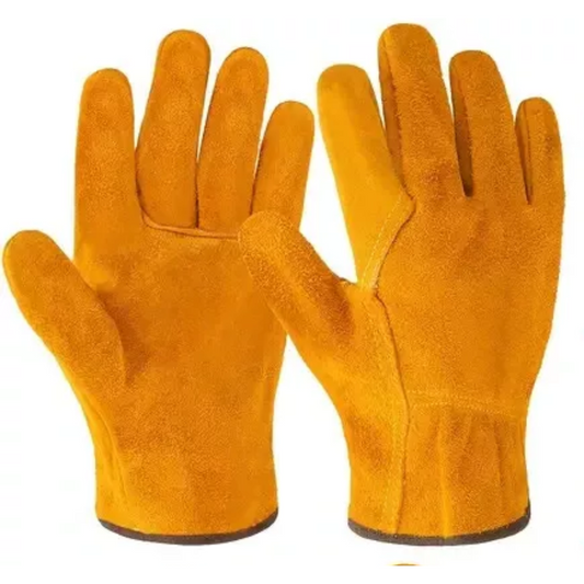 1 Pair Cow Split Leather Work Gloves – Heavy Duty Safety & Grip Gloves