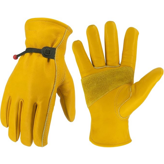 Yellow Goatskin Wrist Leather Work Gloves – Heavy-Duty Safety Gloves