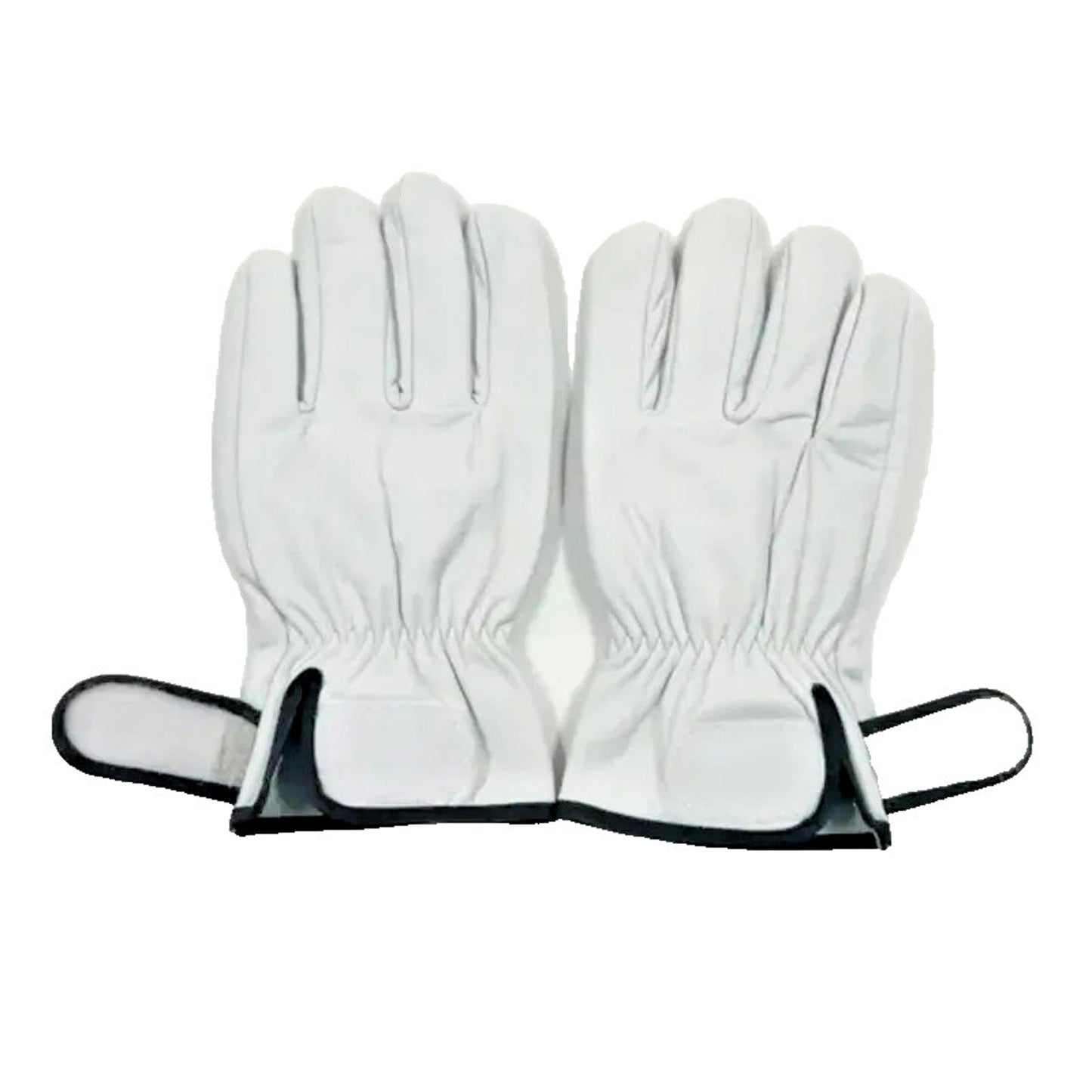 12 Pairs White Goatskin Leather Work Gloves – Heavy Duty, Soft, Adjustable Cuff