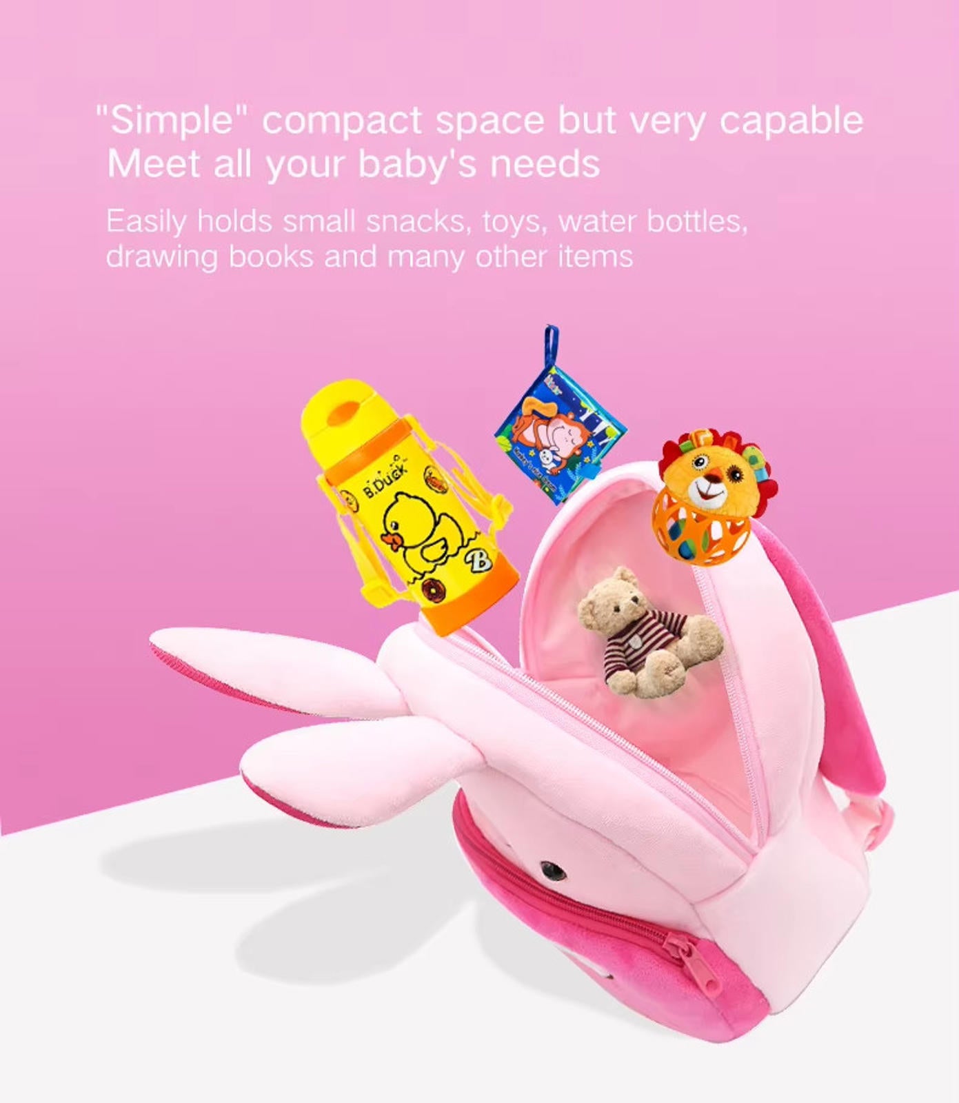 Cute Animal Plush Backpack Toddler School Bag Cartoon Baby Gift for Boys Girls