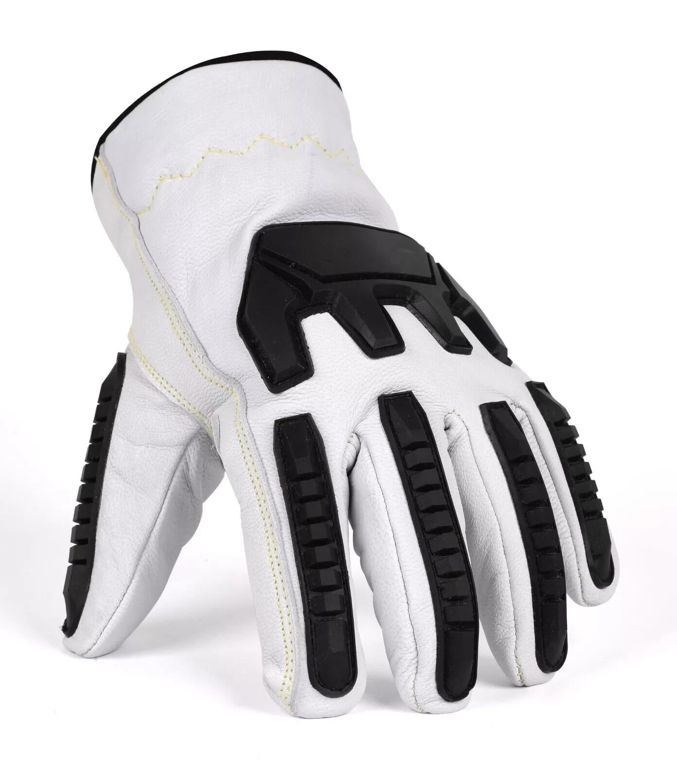 3 Pairs TPR Cut Resistant Work Gloves Premium Cowhide Leather, Impact Protection