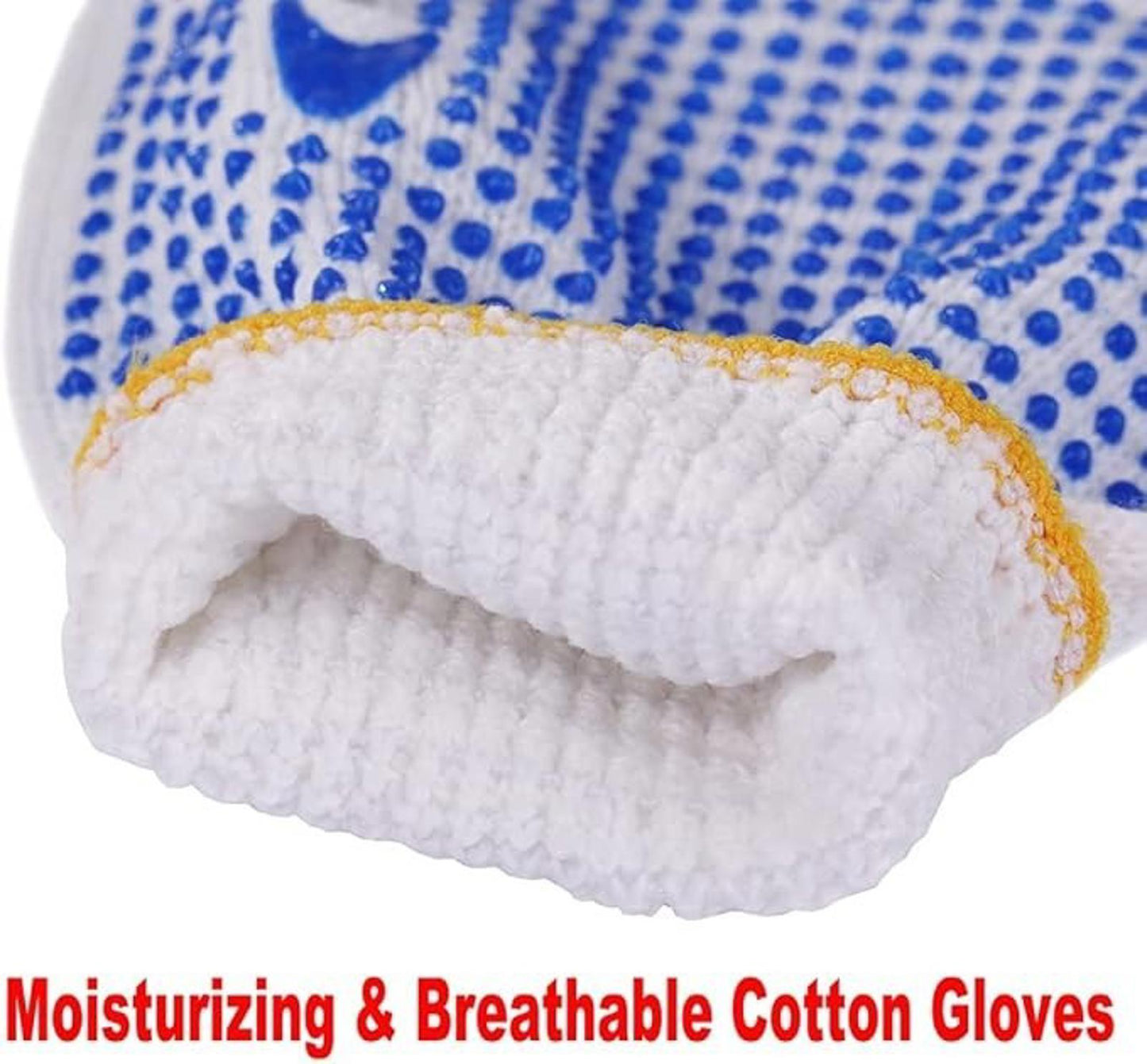 48 Pairs Cotton Work Gloves with Blue PVC Dots – Reusable, Anti-Slip Grip