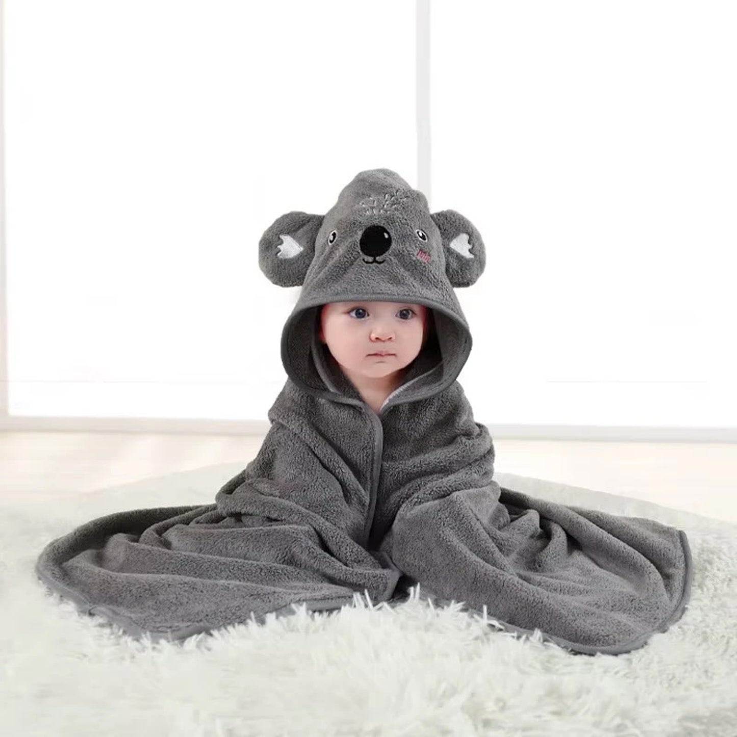 Ultra-Soft Microfiber Hooded Baby Towel & Robe - Unisex - Newborn to 3 Years
