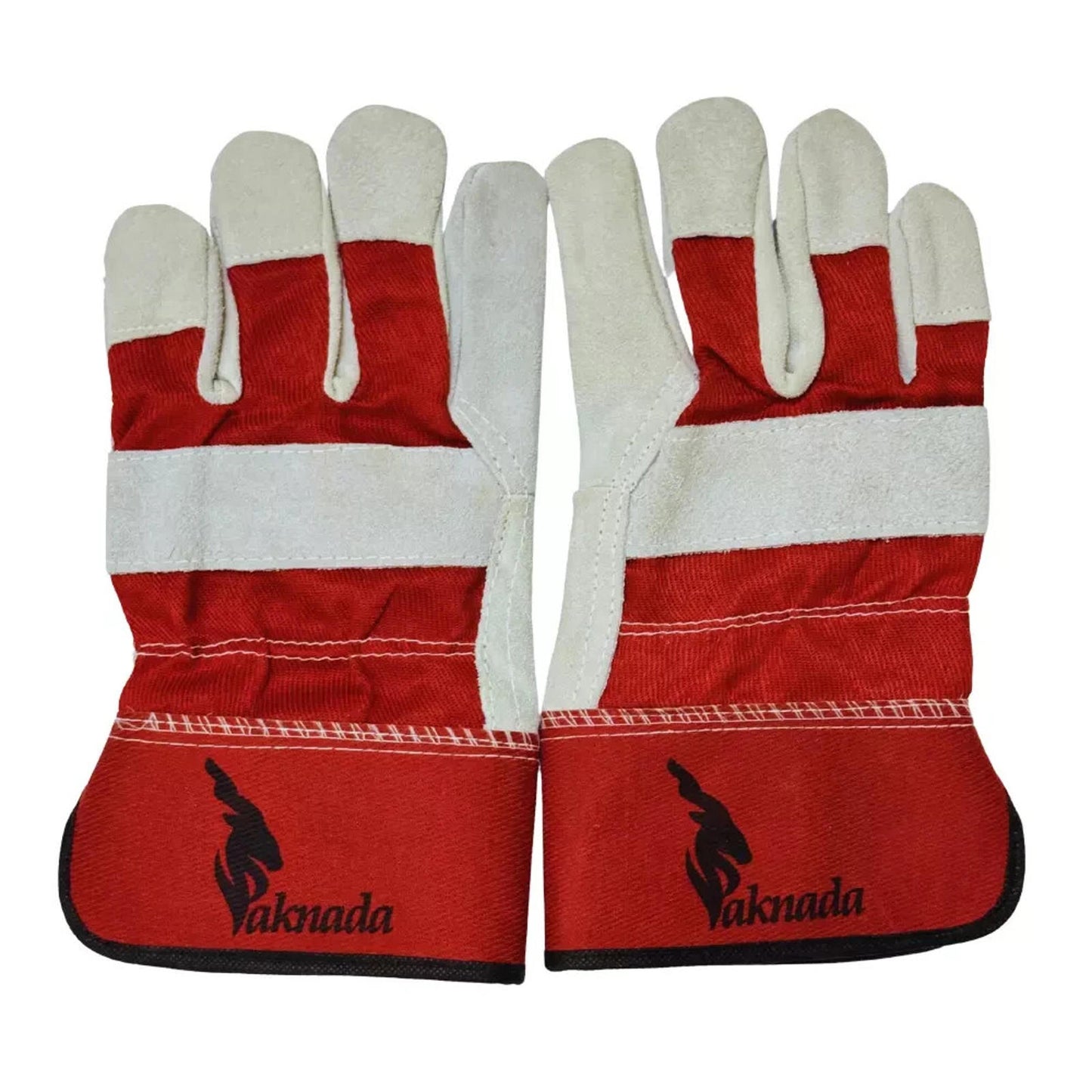 Cow Split Leather Safety Work Gloves Safety Red - Single Palm - Large