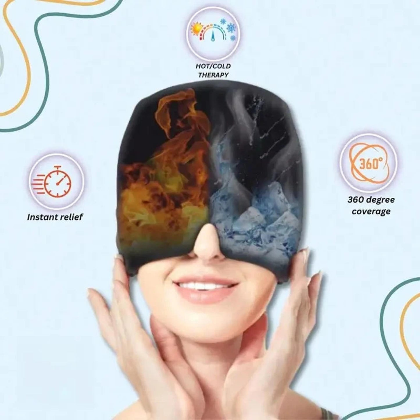 Hot & Cold Therapy Gel Headache Relief Mask Ice Migraine Sleep Eye Cover Wrap