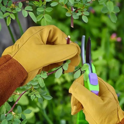 Thorn Proof Leather Gardening Gloves - Extra Long Gauntlet & Puncture Resistant
