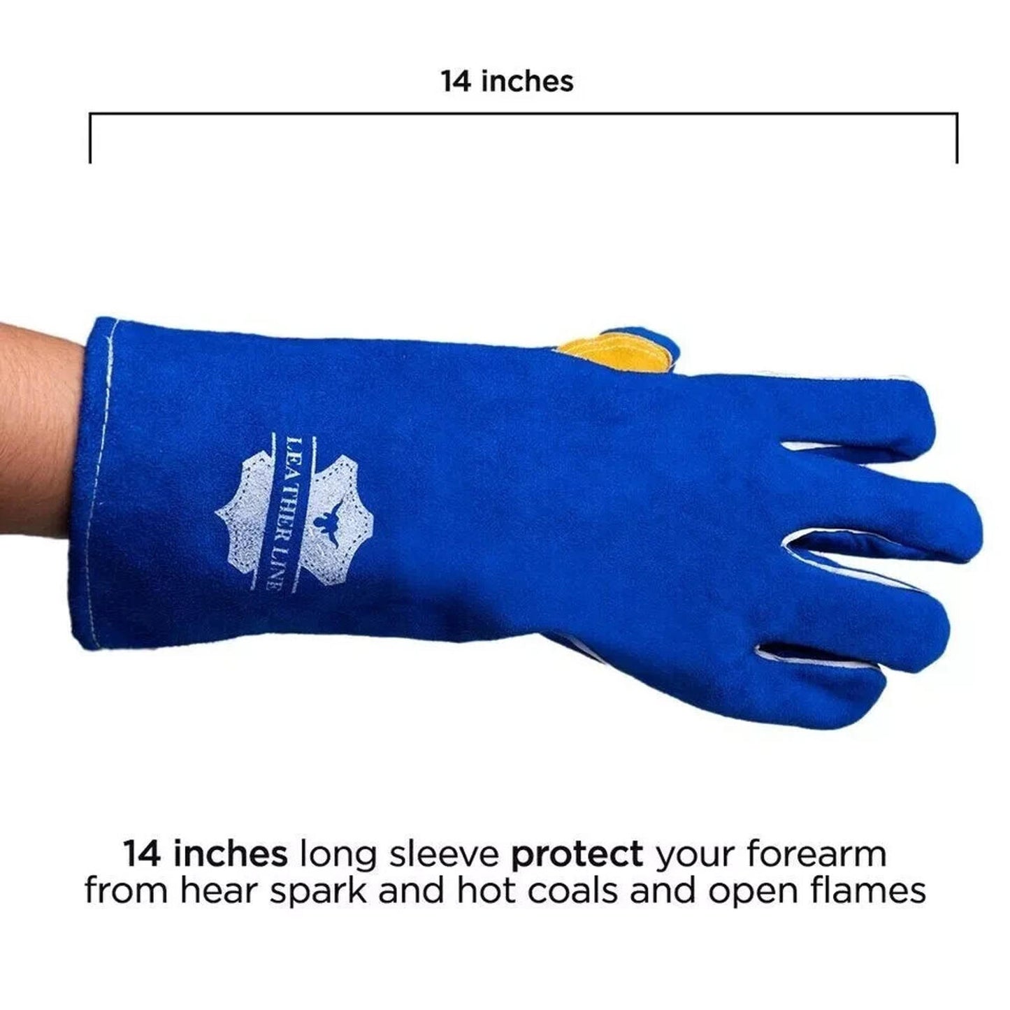 3 Pairs Cow Leather Welding Gloves - Heat & Fire Resistant, Heavy Duty - 14"