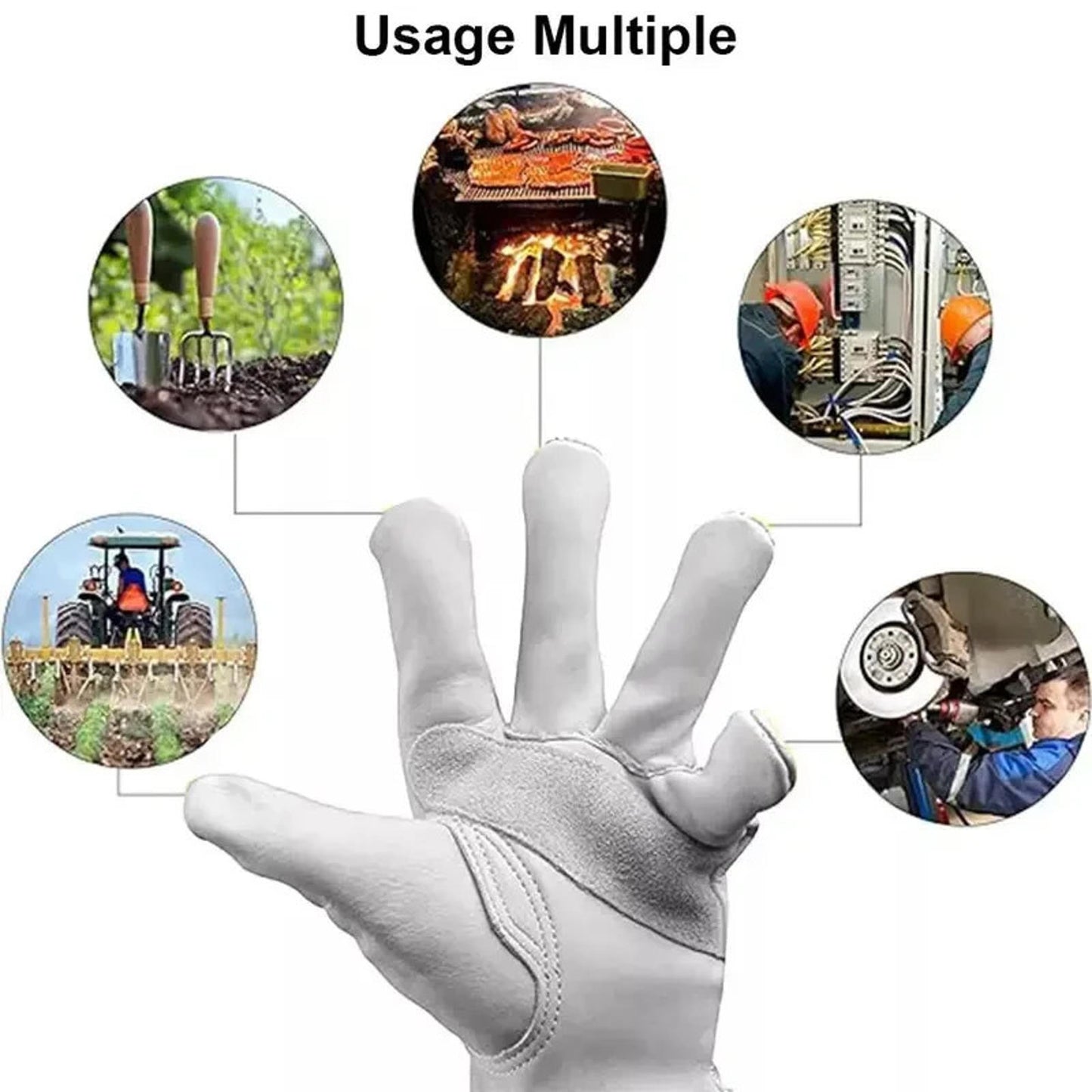 12 Pairs Goatskin Leather Work Gloves for Men – Reinforced Palm, Soft Grip