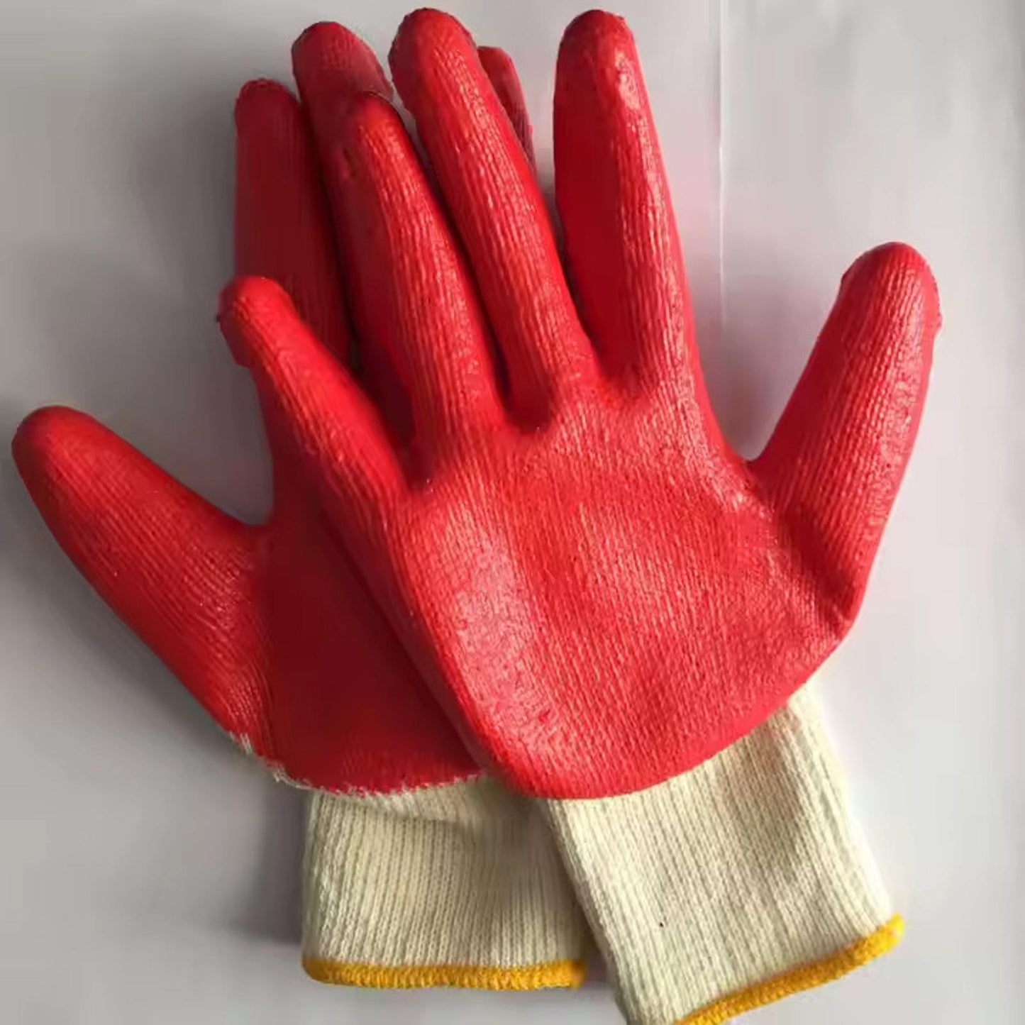 60 Pairs of Red Latex-Coated Work Gloves – Heavy-Duty Grip – Safety Knit Gloves