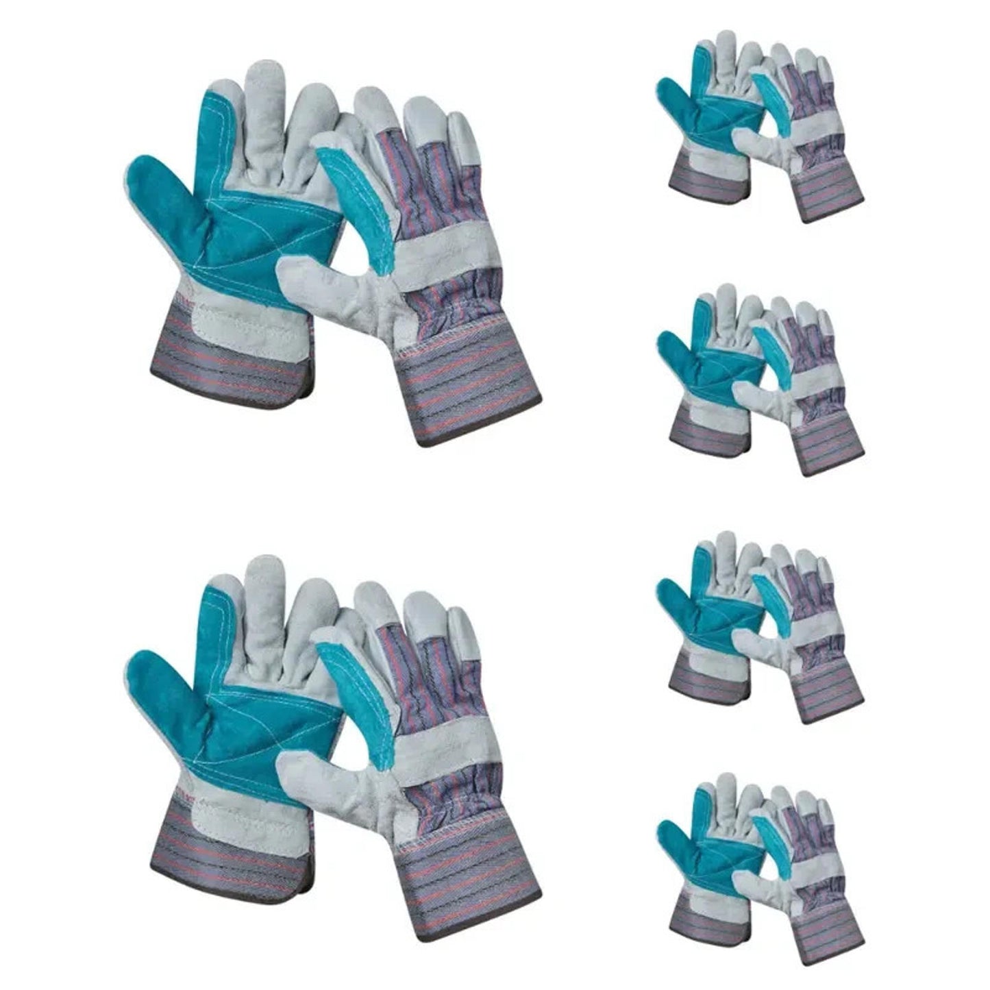 3 Pairs Split Leather Palm Work Heavy Duty Safety Construction Garden Gloves