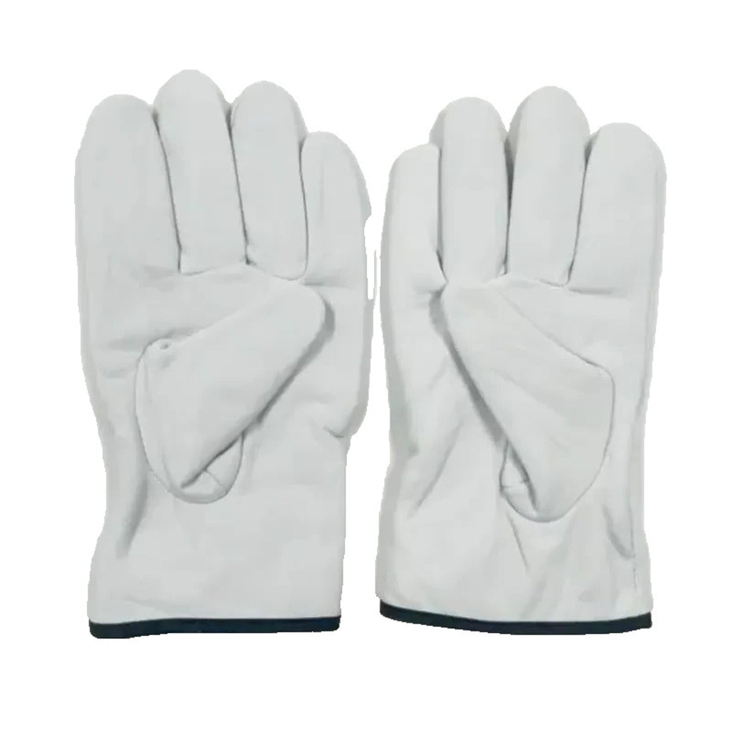 12 Pairs White Goatskin Leather Work Gloves – Heavy Duty, Soft, Adjustable Cuff