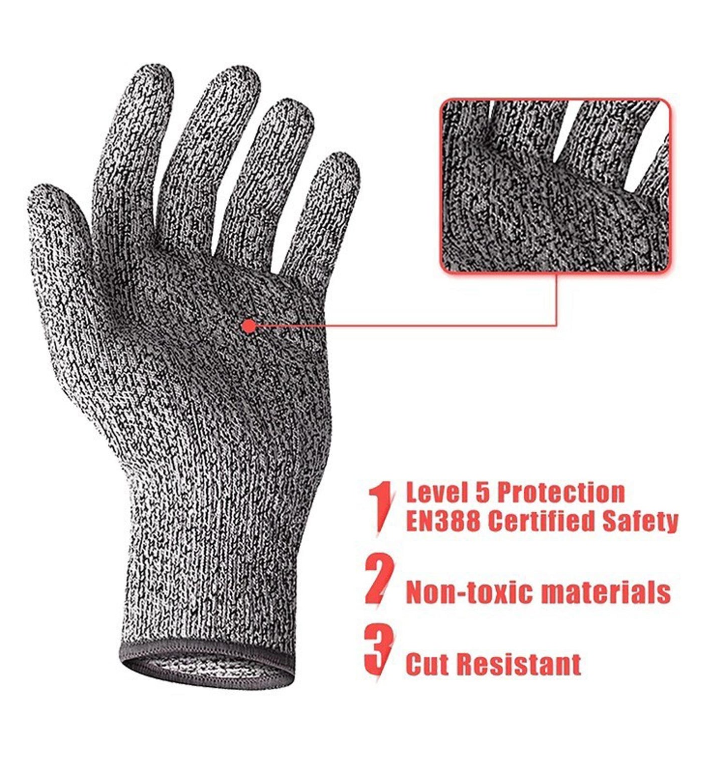 12 Pairs Cut Resistant Safety Gloves Level 5 EN388 Kitchen Work Protection