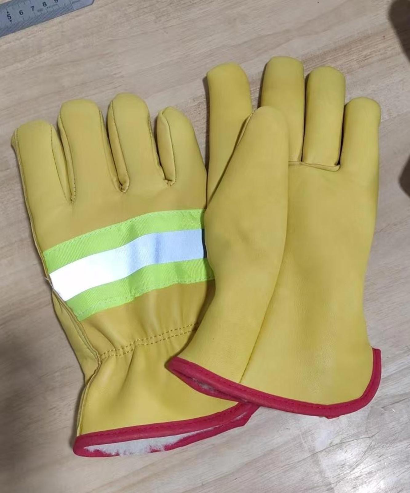 12 Pairs Reflective Sheepskin Leather Safety Gloves Anti-Slip, Flexible, Durable