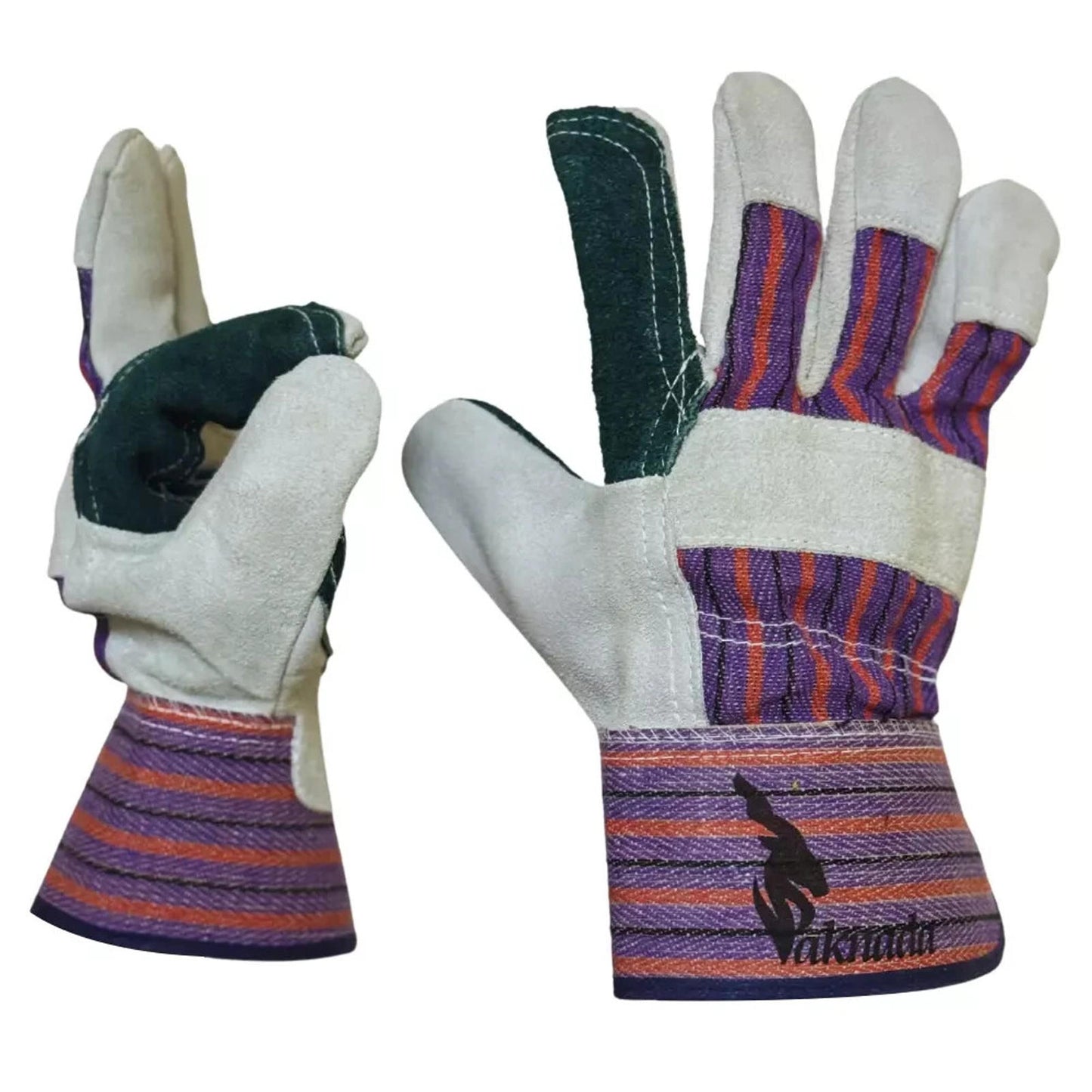 Heavy Duty Double Palm Cowhide Leather Work Gloves - Safety Cuff - L