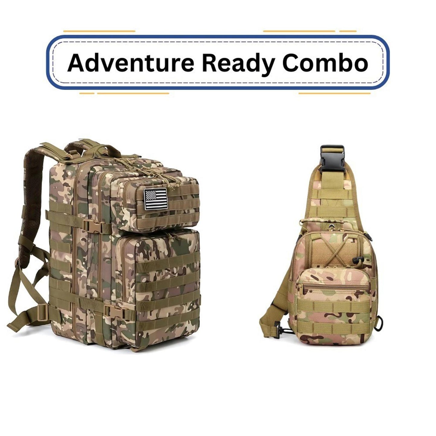 Tactical Adventure Combo Backpack & Sling Bag Outdoor Travel Hiking Gear