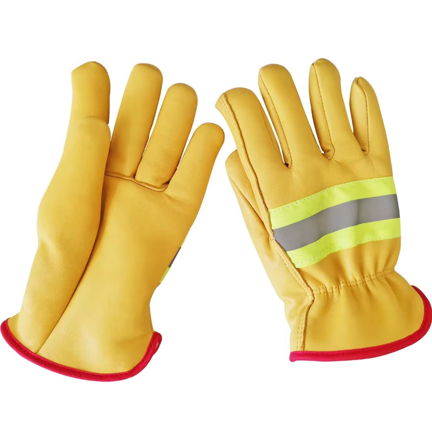 12 Pairs Reflective Sheepskin Leather Safety Gloves Anti-Slip, Flexible, Durable