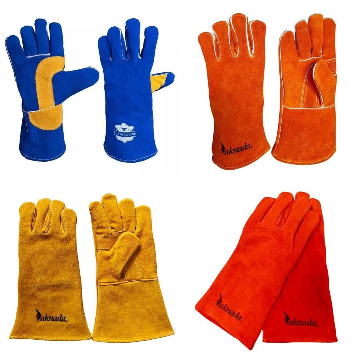 3 Pairs Cow Leather Welding Gloves - Heat & Fire Resistant, Heavy Duty - 14"