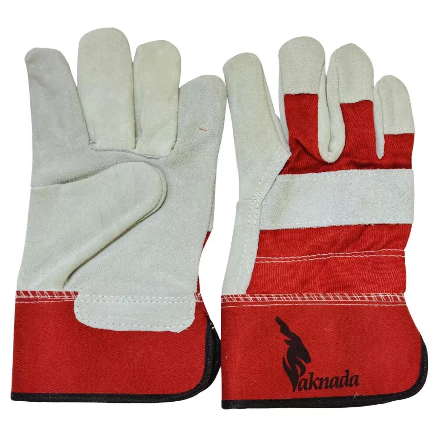 Cow Split Leather Safety Work Gloves Safety Red - Single Palm - Large