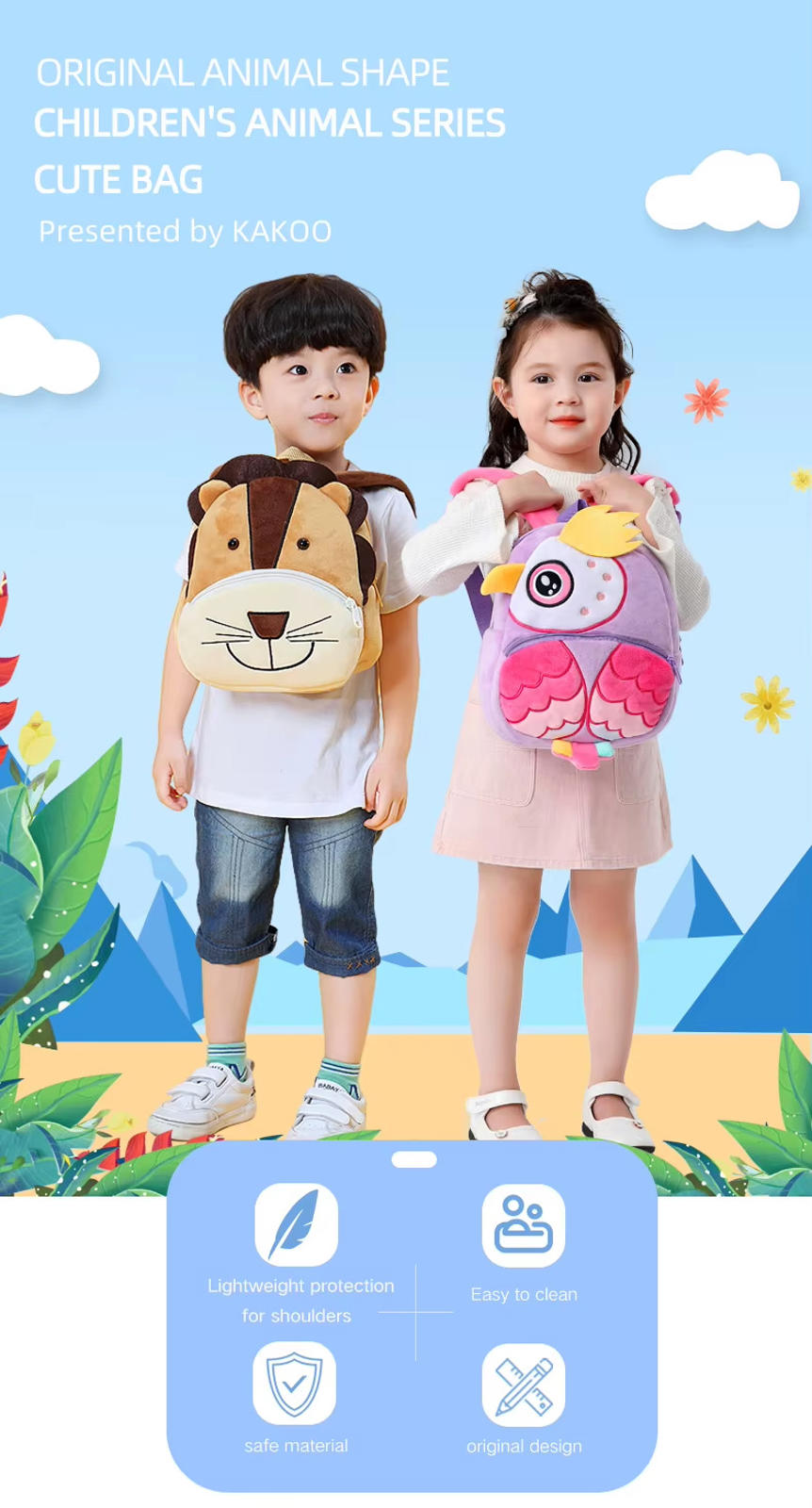 Cute Animal Plush Backpack Toddler School Bag Cartoon Baby Gift for Boys Girls