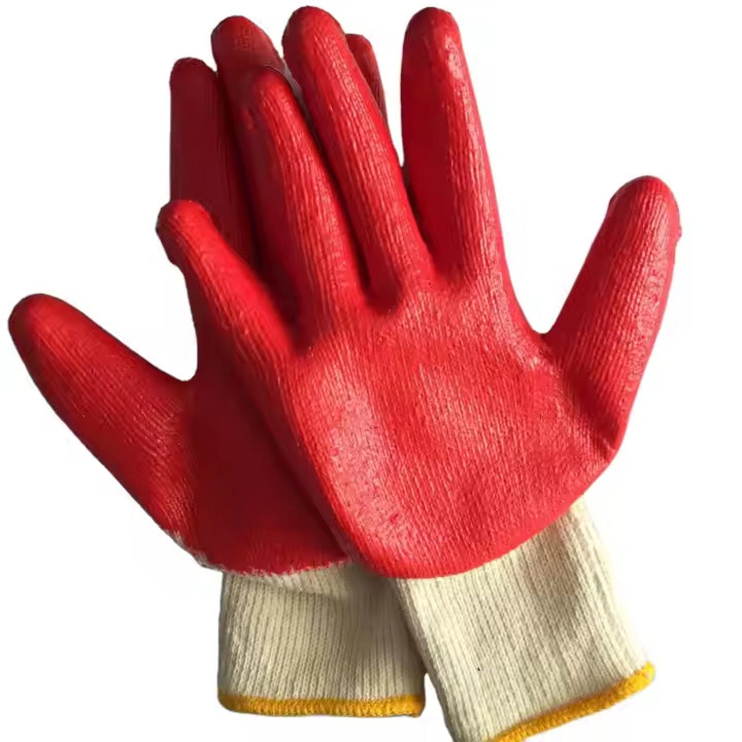 60 Pairs of Red Latex-Coated Work Gloves – Heavy-Duty Grip – Safety Knit Gloves