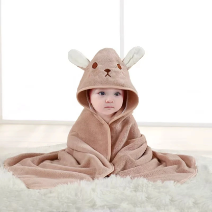 Beige Bunny Ultra-Soft Hooded Baby Towel (31.5"x31.5")