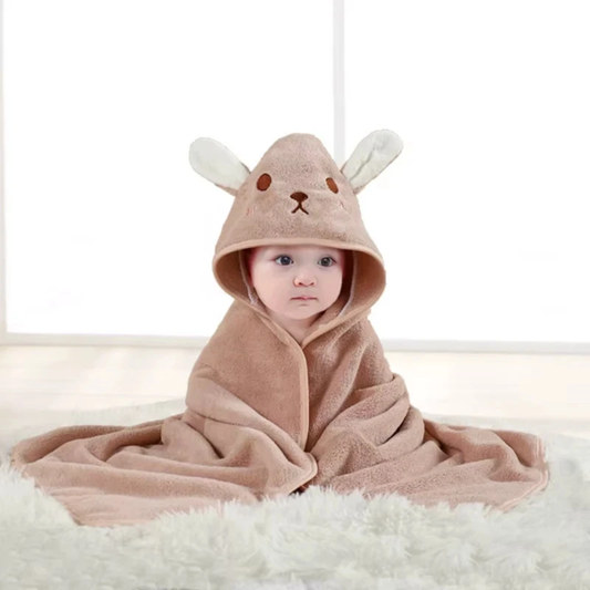 Beige Bunny Ultra-Soft Hooded Baby Towel (31.5"x31.5")
