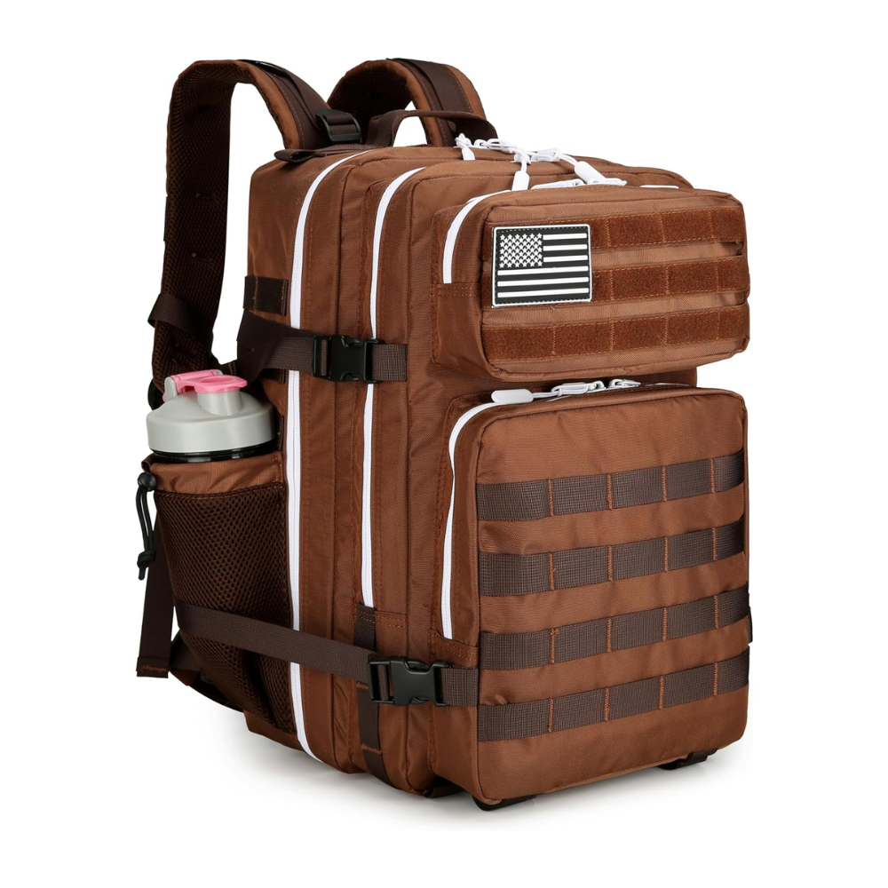 PAKNADA 45L Tactical Backpack 900D Oxford Waterproof Military Rucksack – Brown