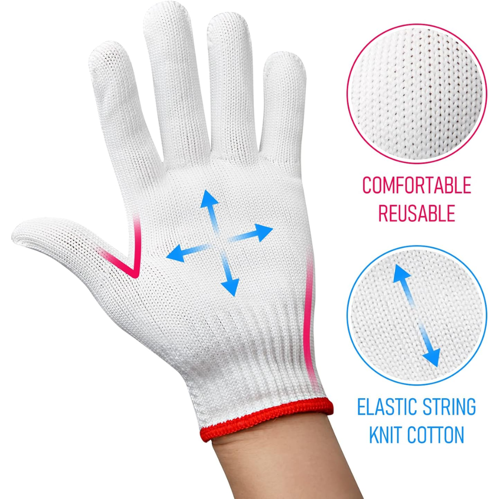 12 Pairs Cotton Knit Work Gloves with Red Cuff – Breathable Safety Gloves
