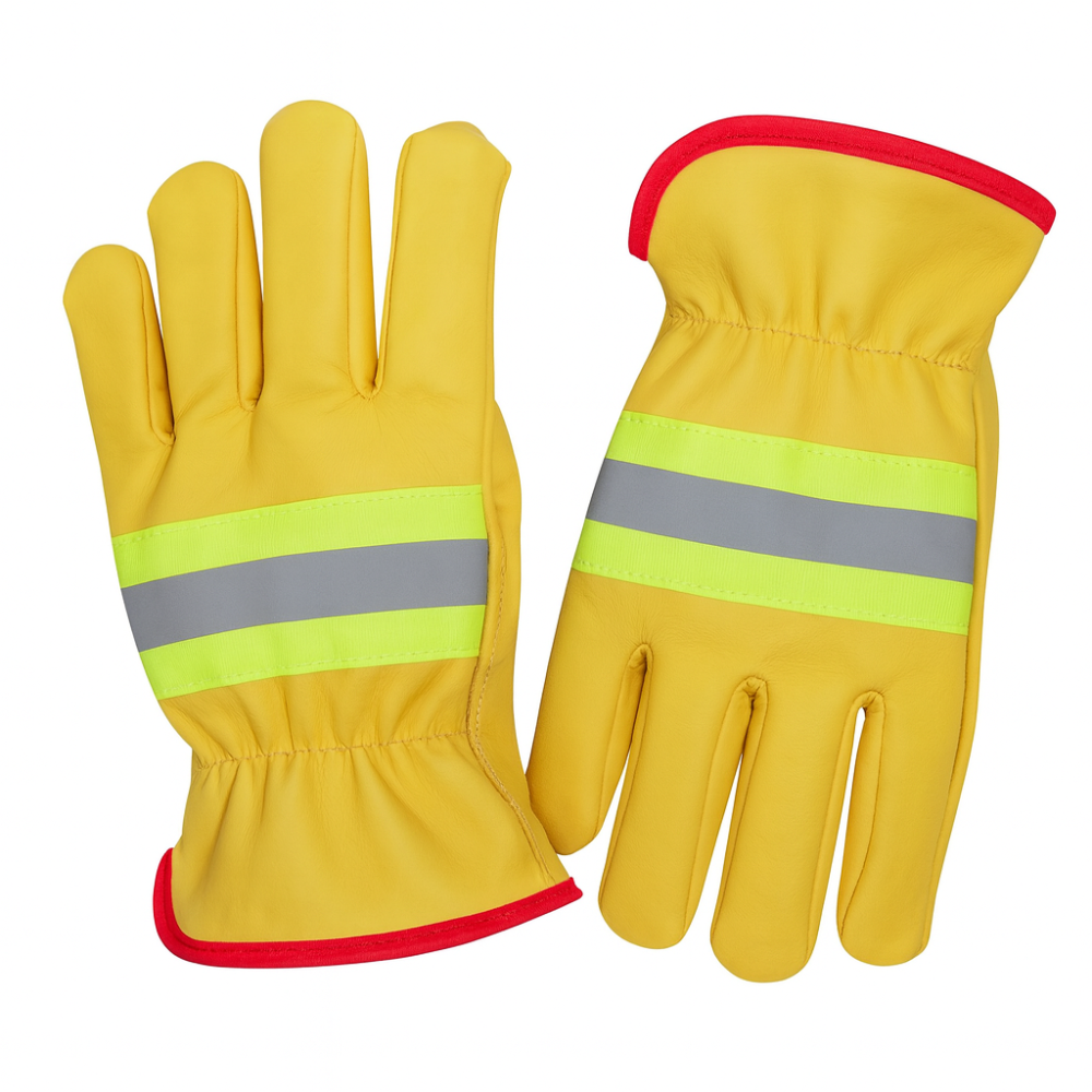 Heavy Duty Sheepskin Leather Driver Gloves with Reflective Strip