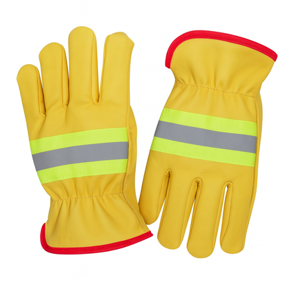 Heavy Duty Sheepskin Leather Driver Gloves with Reflective Strip