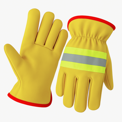 Heavy Duty Sheepskin Leather Driver Gloves with Reflective Strip