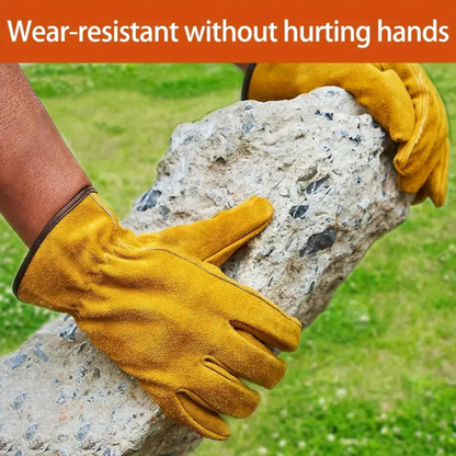 1 Pair Cow Split Leather Work Gloves – Heavy Duty Safety & Grip Gloves