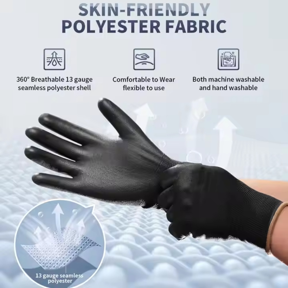 12 Pairs Anti-Static Carbon Fiber ESD Gloves with PU Fingertip Coating