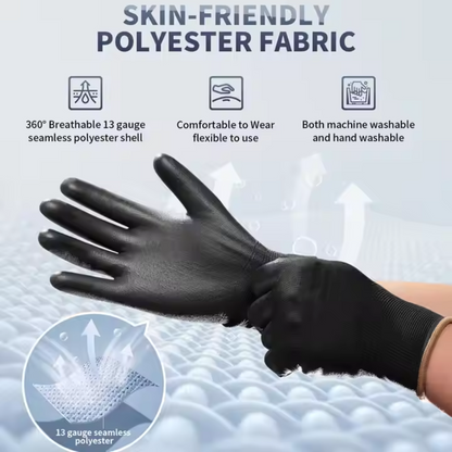12 Pairs Anti-Static Carbon Fiber ESD Gloves with PU Fingertip Coating