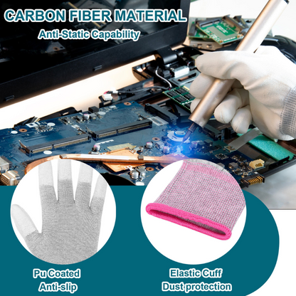 12 Pairs Anti-Static PU Palm Coated Work Gloves – Breathable Safety Gloves