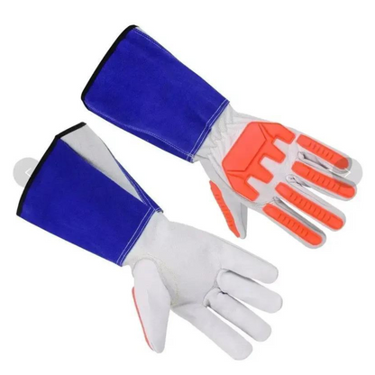 TPR Impact-Resistant Cowhide Welding Gloves with Extended Cuff