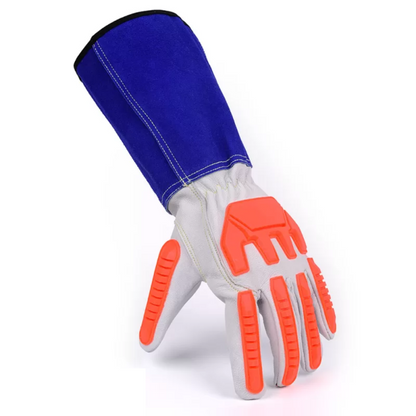 TPR Impact-Resistant Cowhide Welding Gloves with Extended Cuff